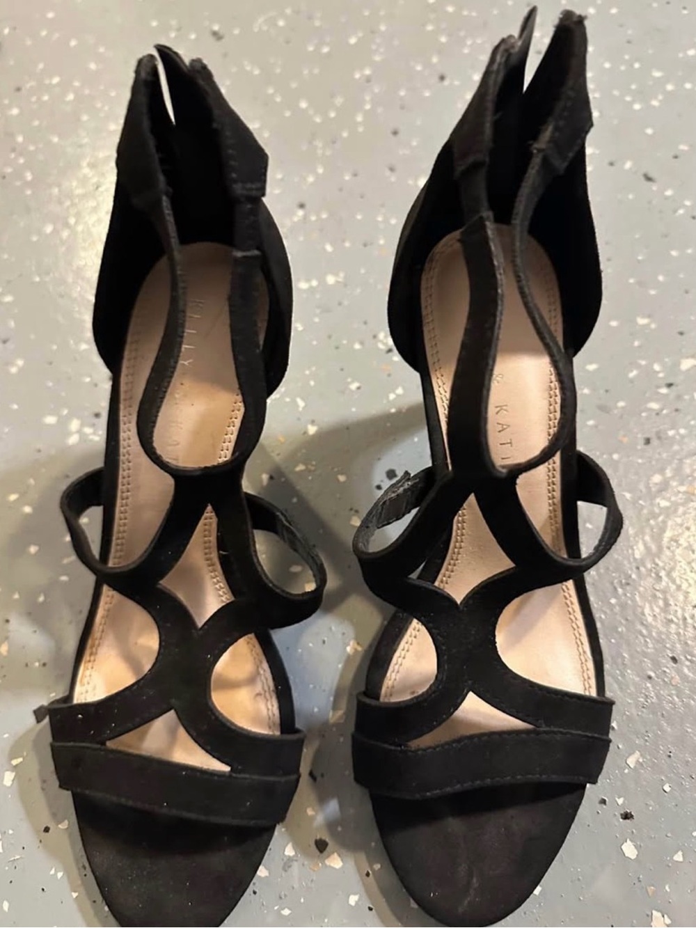 Kelly & Katie Black Cutout Strappy High Heel Sandals
